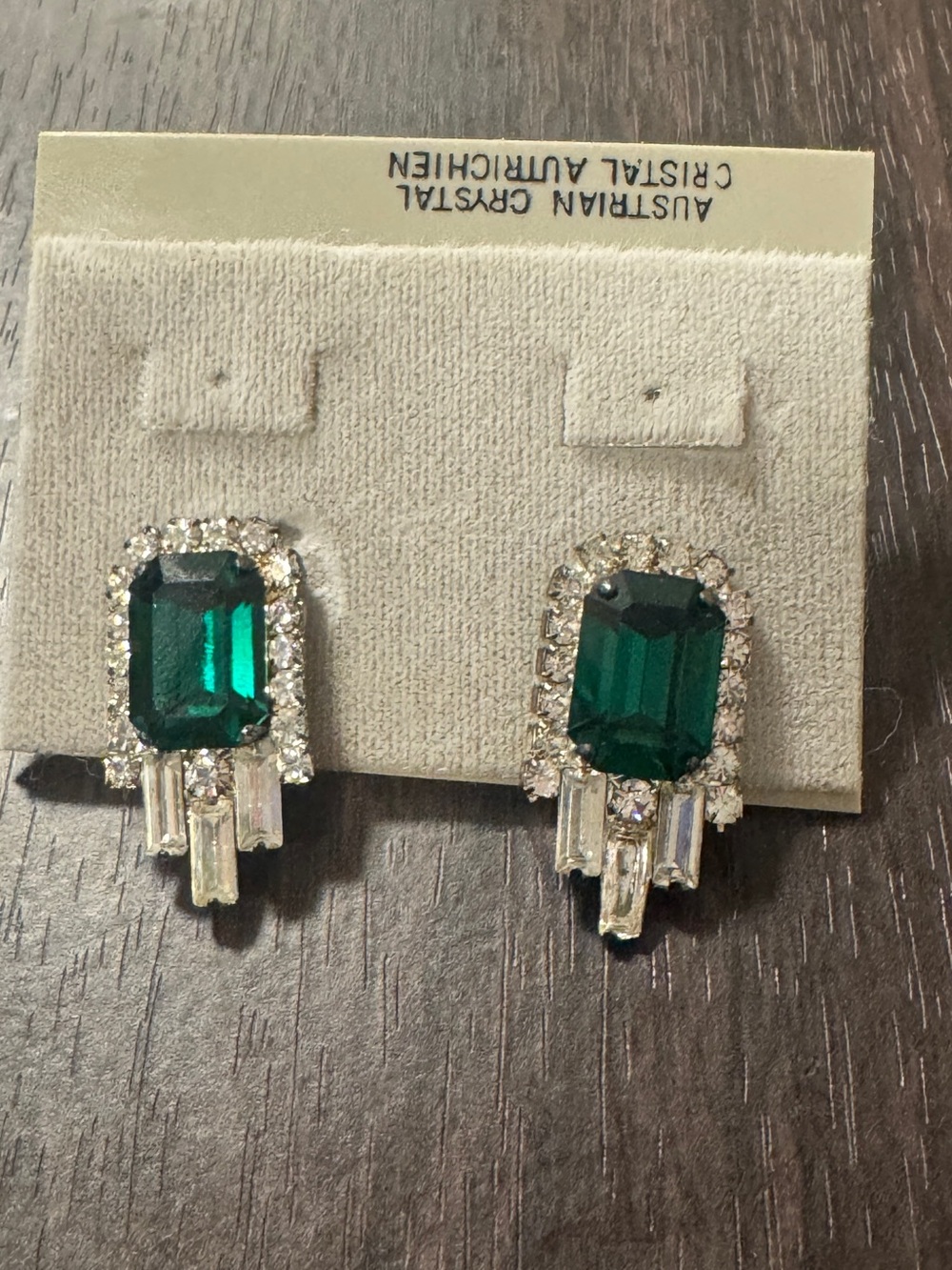 Austrian Crystals Emerald Green Crystal Vintage Statement Earrings